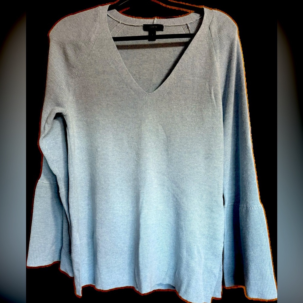 J Crew bell sleeve sweater, L, light blue